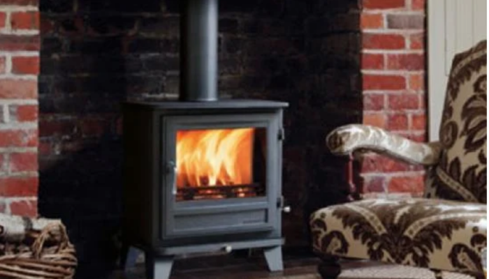 Salisbury 5WS wood burning stove inside of a fireplace